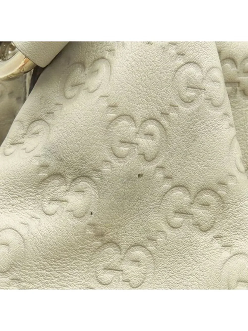 Gucci Handbag Sookie Leather White Champagne Gold Off GG Guccissima Tote with